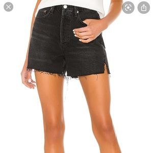 Agolde black denim shorts